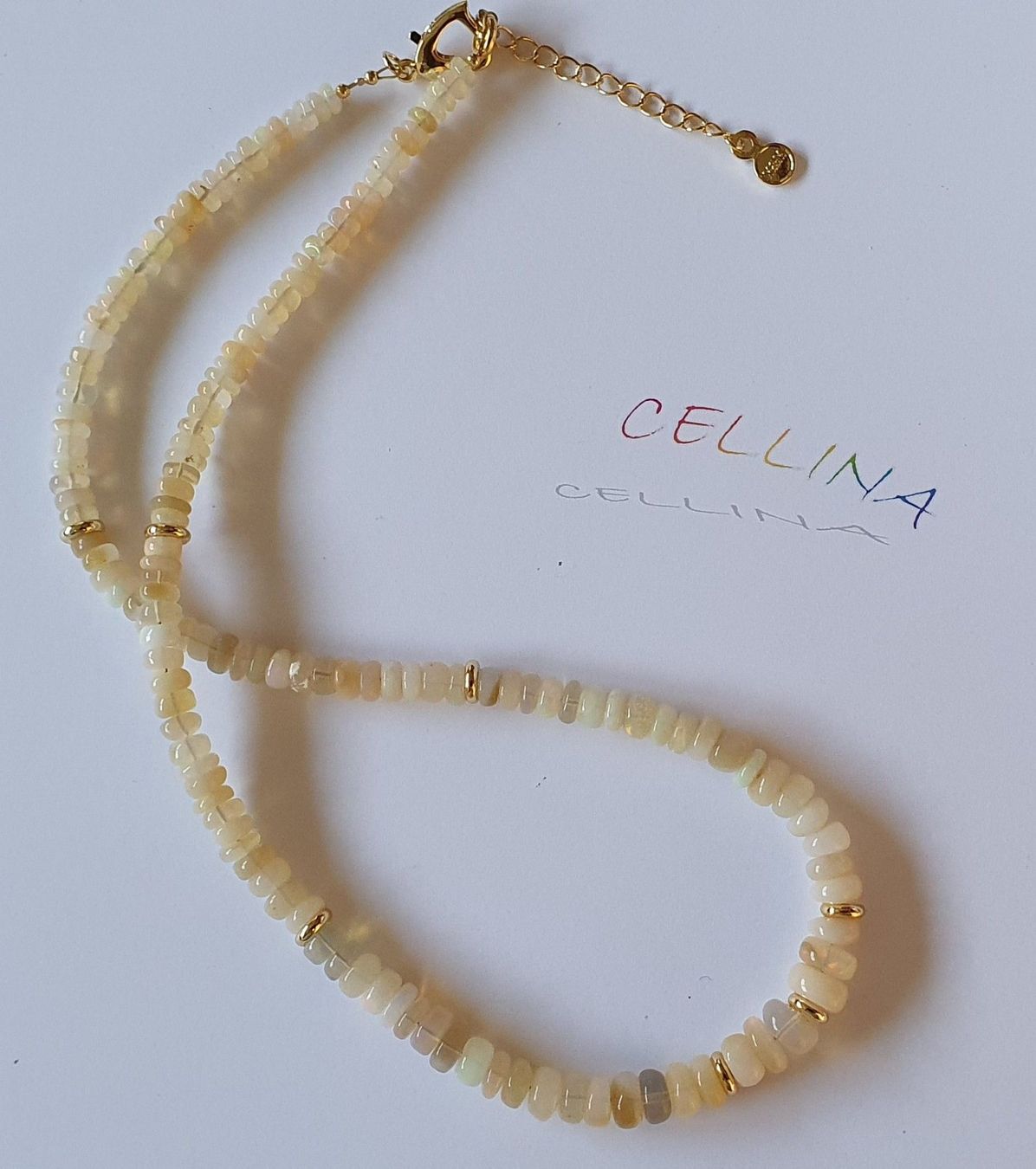 Catenine: White Fire Opal Halskette OP-18 – Nuovo e nell'imballaggio originale da Luzern venduto da Cellina1 2