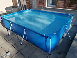 Frame Pool blau mit Filterpumpe und Bodenmatten gebraucht