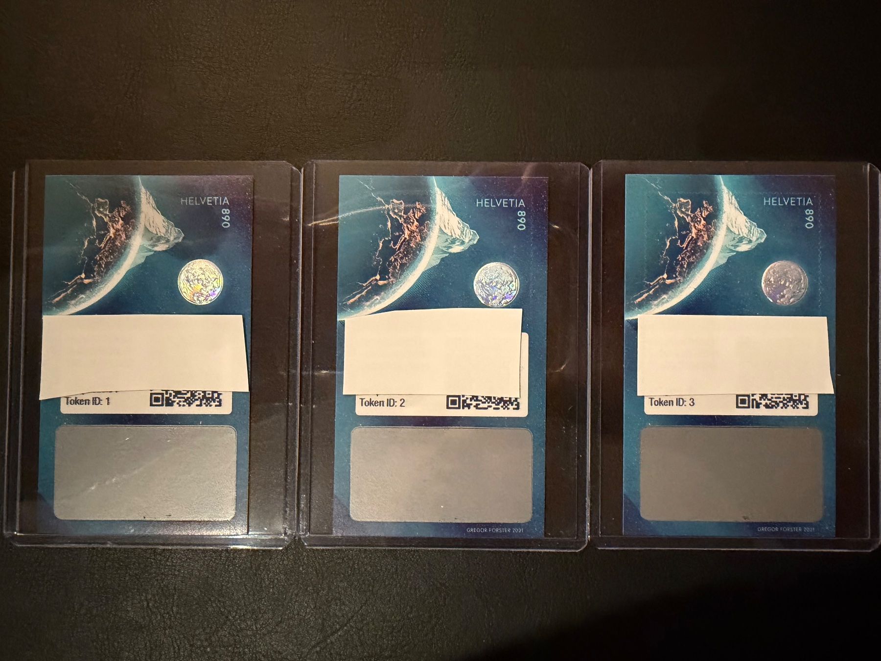 Tutti i francobolli: Swiss Crypto Stamp 1.0 Set ID1 + ID2 + ID3 – Nuovo (secondo la descrizione) da Diepoldsau venduto da Accord75