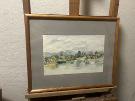 Schönes originales Aquarell – Greifensee (ZH) – signiert