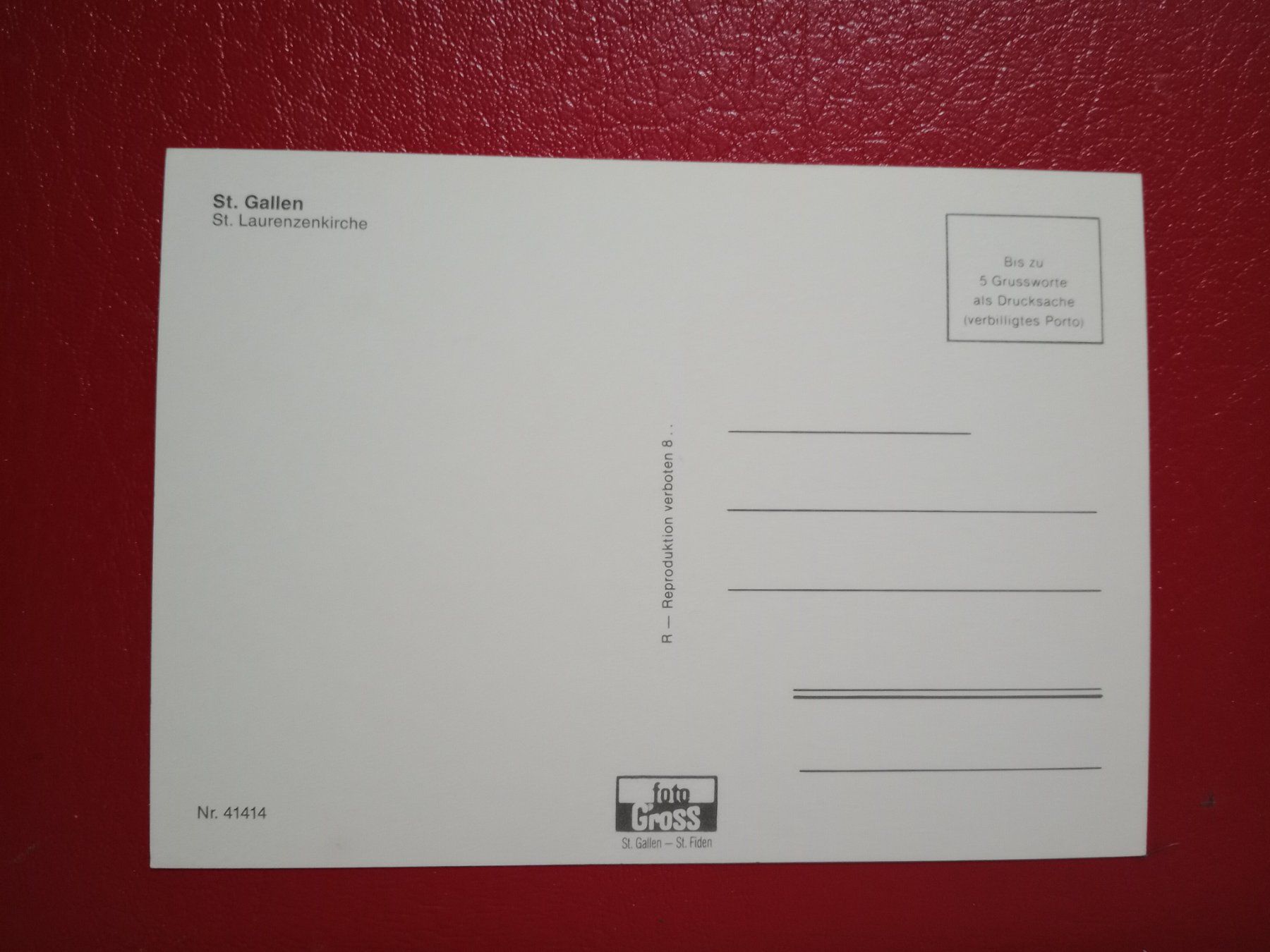 Cartoline postali: St.Gallen St.Laurenzenkirche – Usato da Küttigen venduto da Melisch1000 1