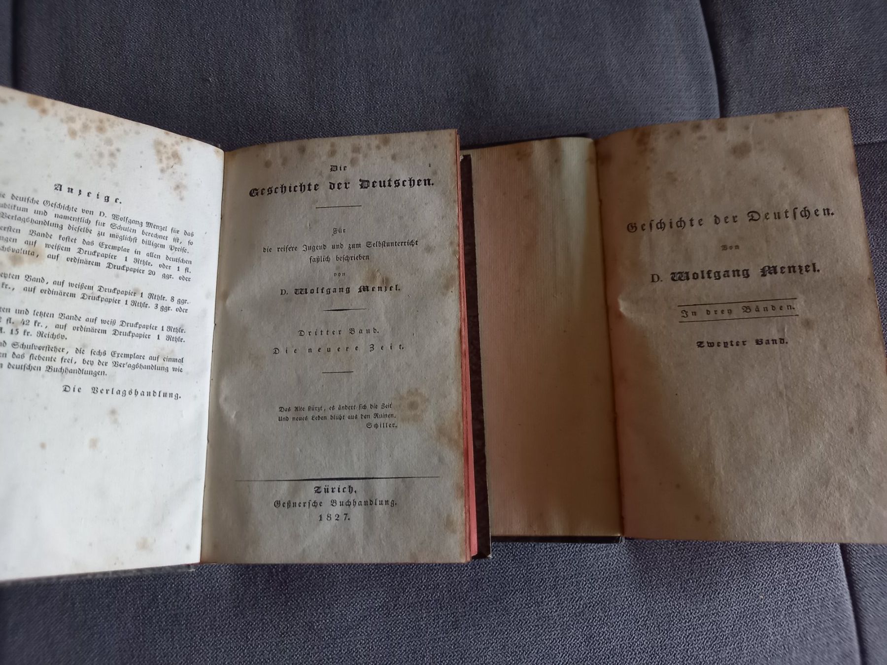 Libri: 2  Bücher Geschichte der Deutschen   Menzel – Usato da Nesslau venduto da Jakobi01 1