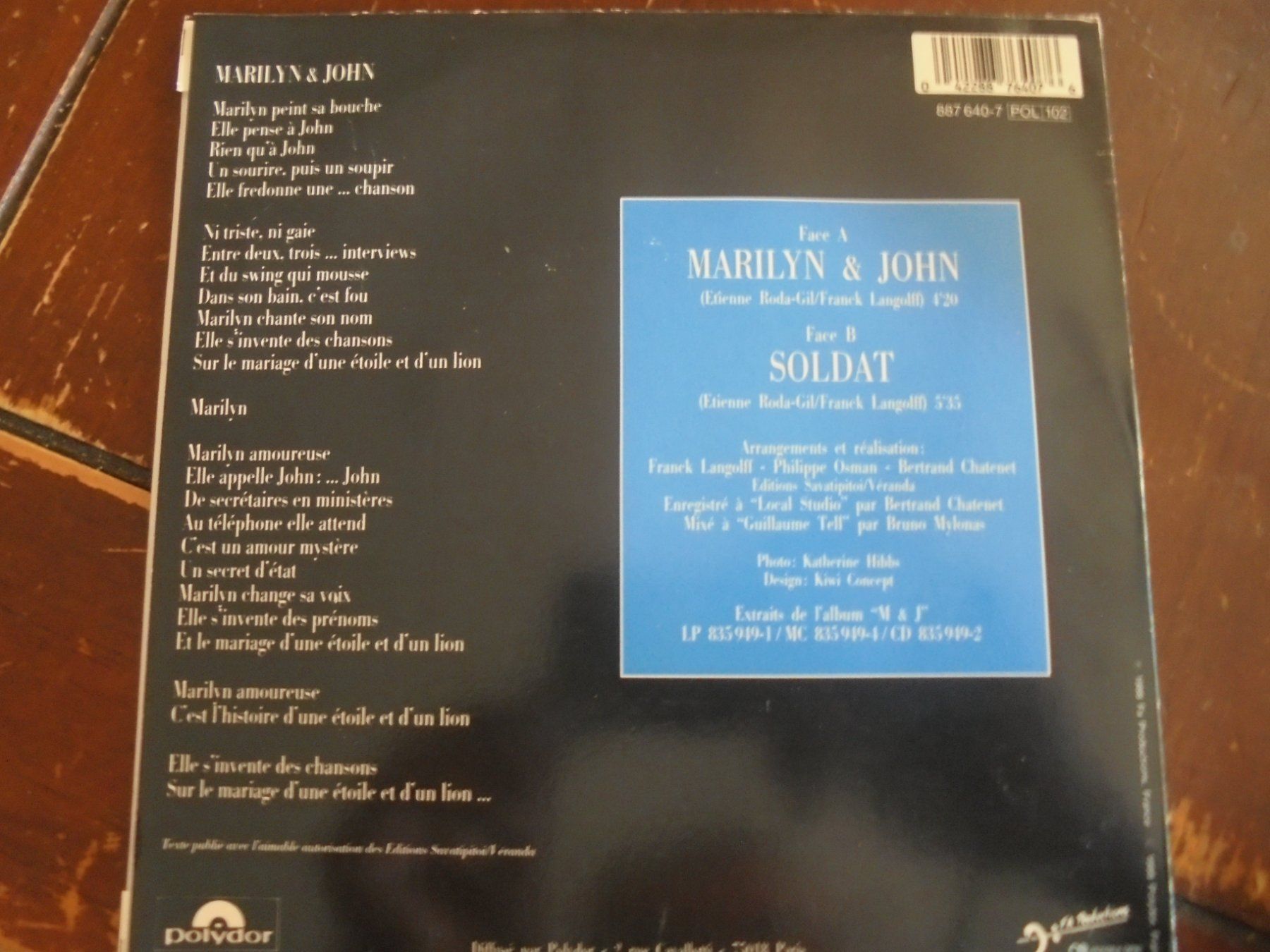 Dischi in vinile: Vanessa PARADIS " Marilyn & John" 45t dos fourre différente – Usato da Crissier venduto da Promopost 1
