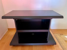 TV-Möbel / HiFi-Rack schwarz mit drehbarer Glasplatte