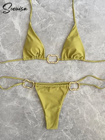 🤩 NEU Sexy Damen Bikini Set – Goldring Design