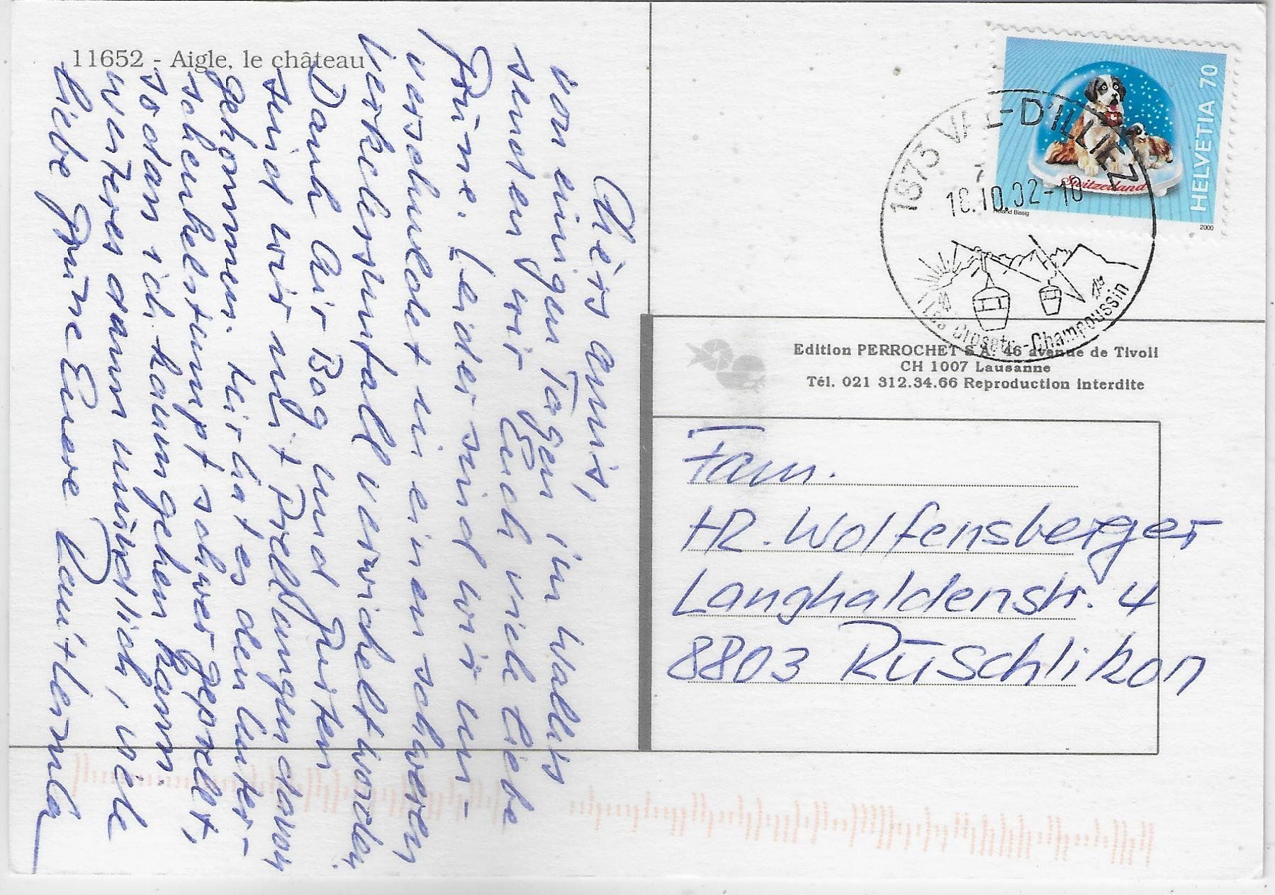 Cartoline postali: Aigle - Le chateau - Multiview – Usato da Ettingen venduto da Kartenplanet 1