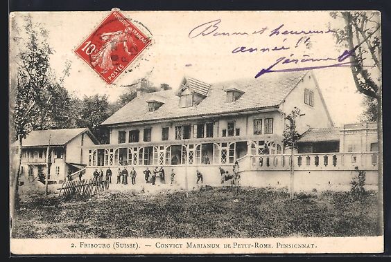 Cartoline postali: Fribourg, Convict Marianum de Petit-Rome – Usato da Berlin venduto da bartko-reher
