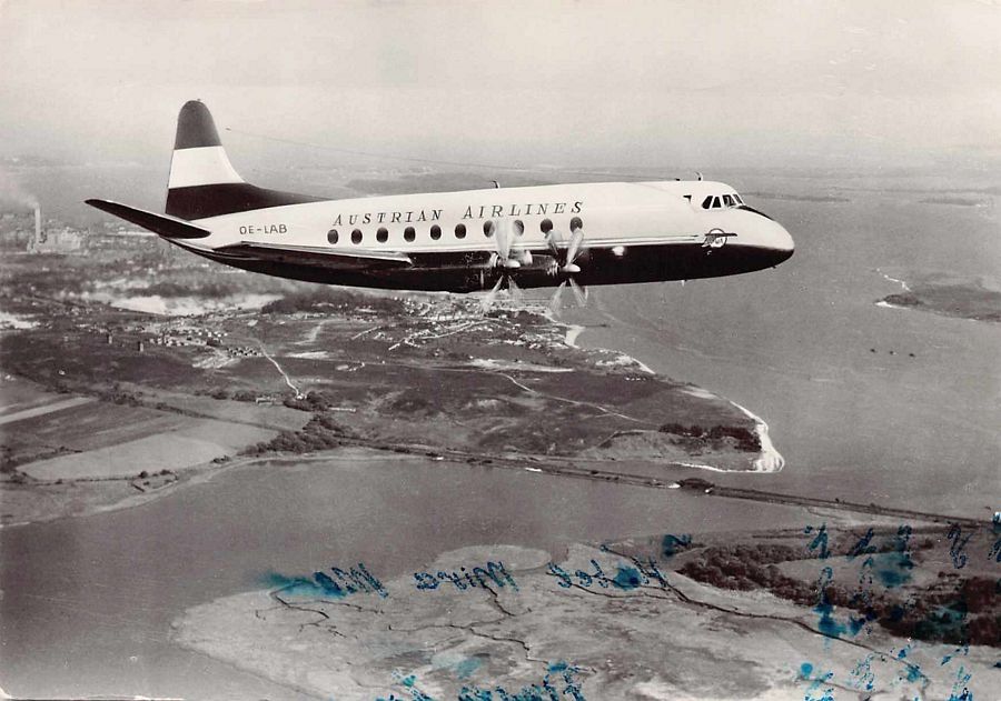 Cartoline postali: Austrian Airlines, Viscount (Vickers) – Usato da Frauenfeld venduto da POML