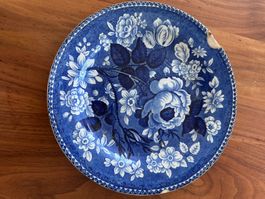 Antiker Wedgwood Teller 1820 –Blau-Weiss Transferware Chip