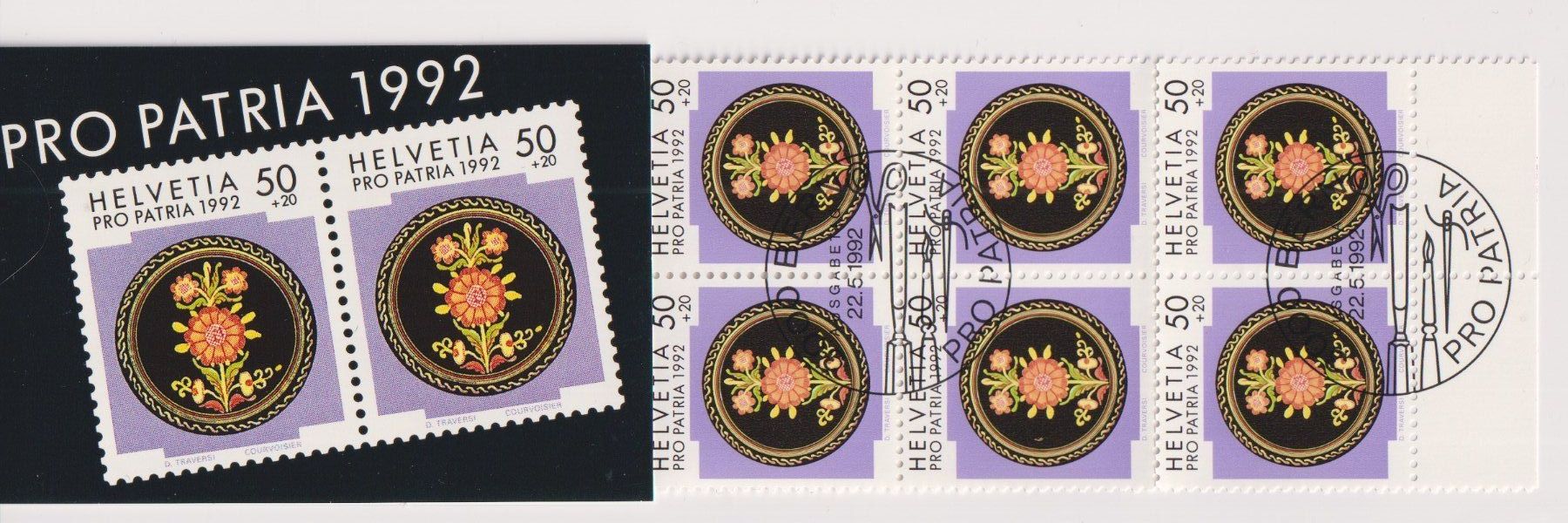 Tutti i francobolli: Markenheft Pro Patria 1992 ET gestempelt+++++ – Usato da Samnaun-Compatsch venduto da Muckimu