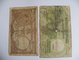 2 alte Belgische Banknoten: 20 & 50 Francs, Vintage Samml...