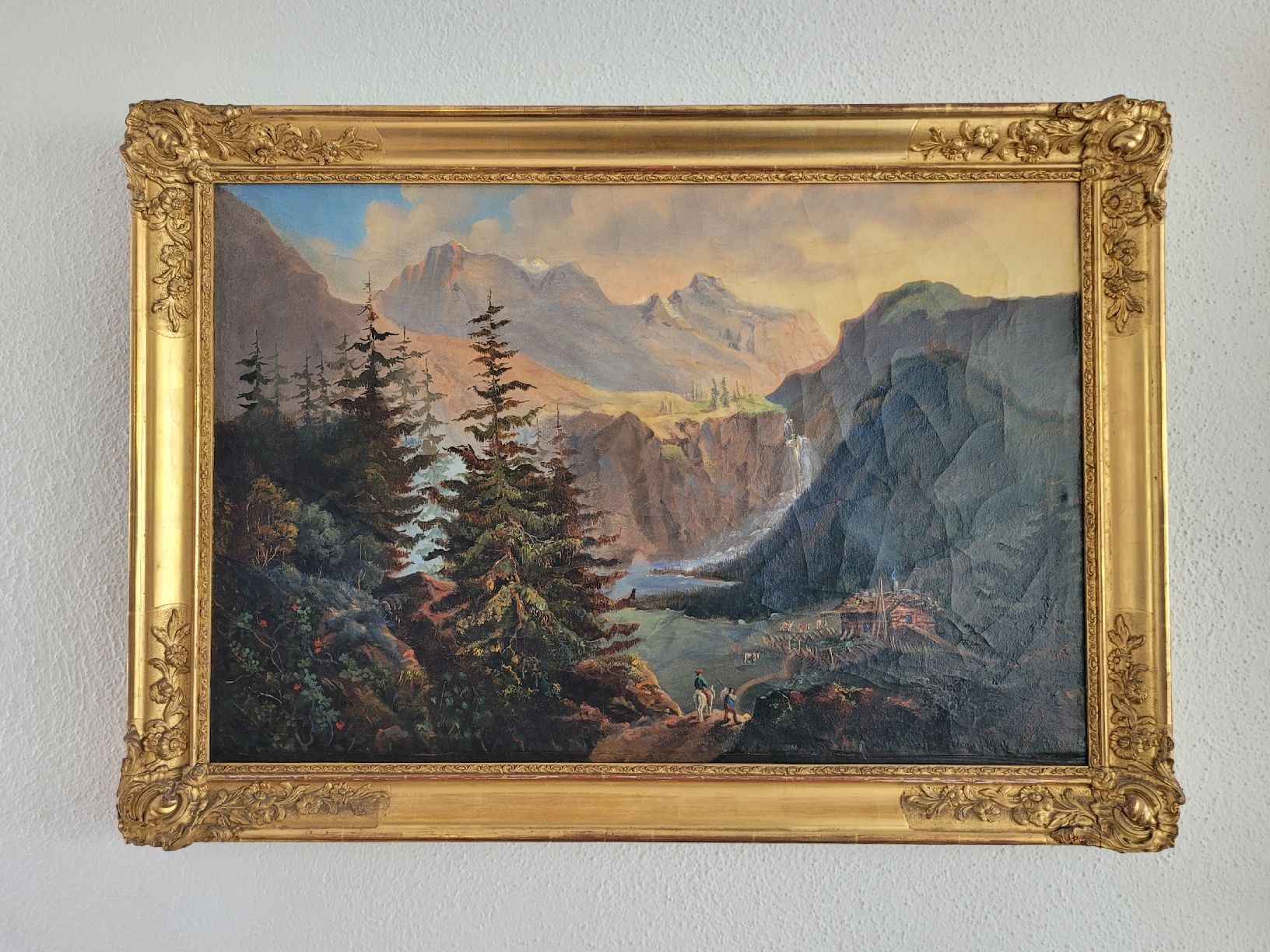 Dipinti: Gemälde Berglandschaft mit Wasserfall, Goldrahmen, Top! – Usato da Zofingen venduto da Silverymoon74