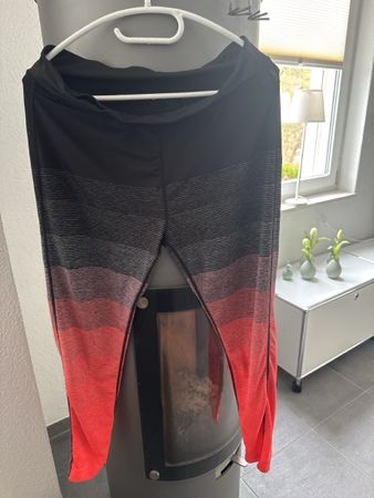 Damen Sport Leggings, Gr. M, Schwarz-Rot, Top Zustand!