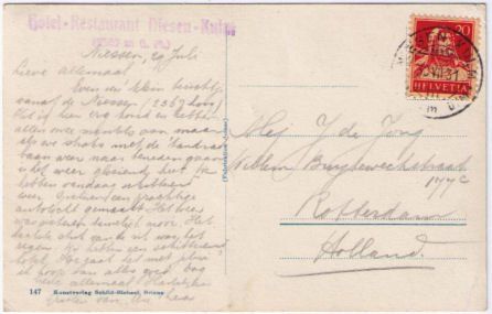Cartoline postali: Niesen Standseilbahn mit Schreckörner, Eiger, Möch, Jungfrau – Usato da Binningen venduto da Mountainrider 1