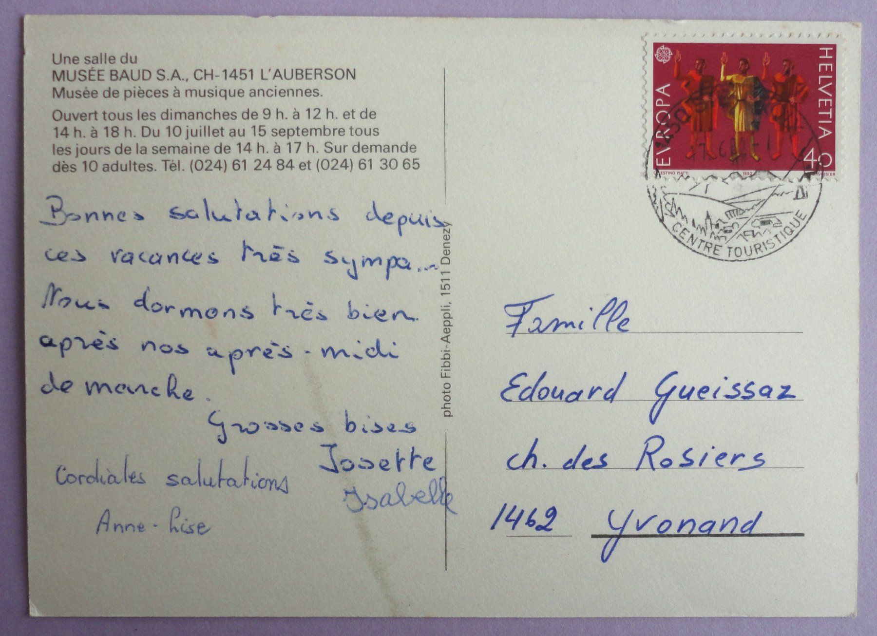 Cartoline postali: Musée Baud S.A., L'Auberson – Usato da Fétigny venduto da Billy2miny 1