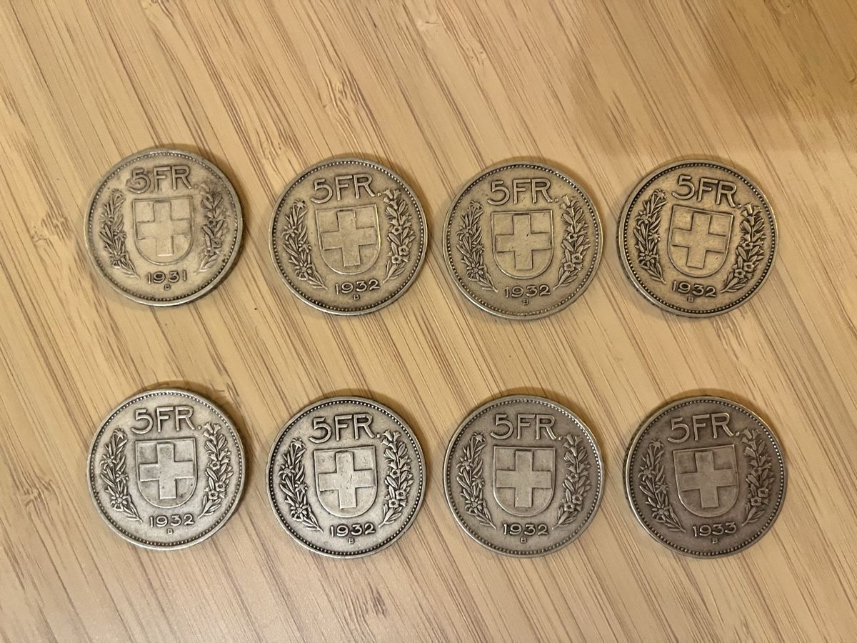 Alle Münzen: 5 Francs 1931-1933 – Gebraucht aus Basel von pig_98wx