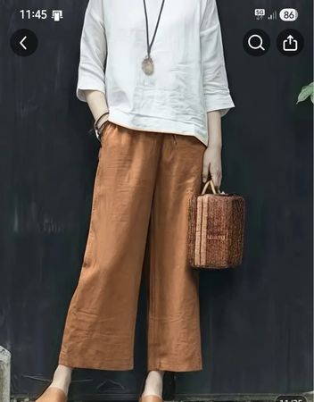Trendige Croppet Hose aus Leinen/Viskose Gr. XXL . Neu
