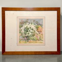 François Verdier - Aquarelle printemps arbre en fleurs