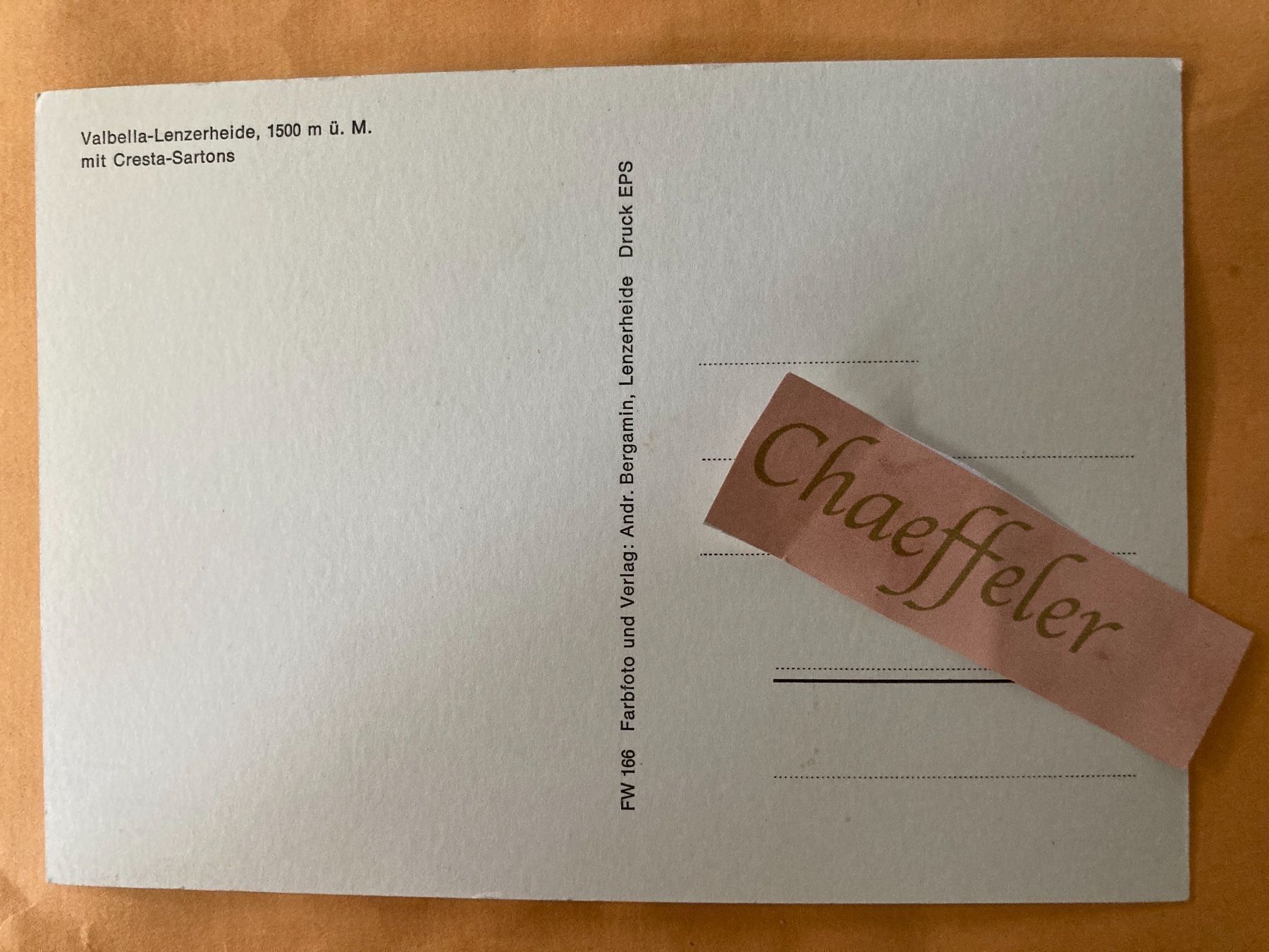 Cartes postales: Valbella-Lenzerheide mit Cresta-Sartons – D'occasion à Zürich par Chaeffeler 1