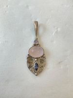 Ancien pendentif en argent 925, marque Sanjen avec pierres