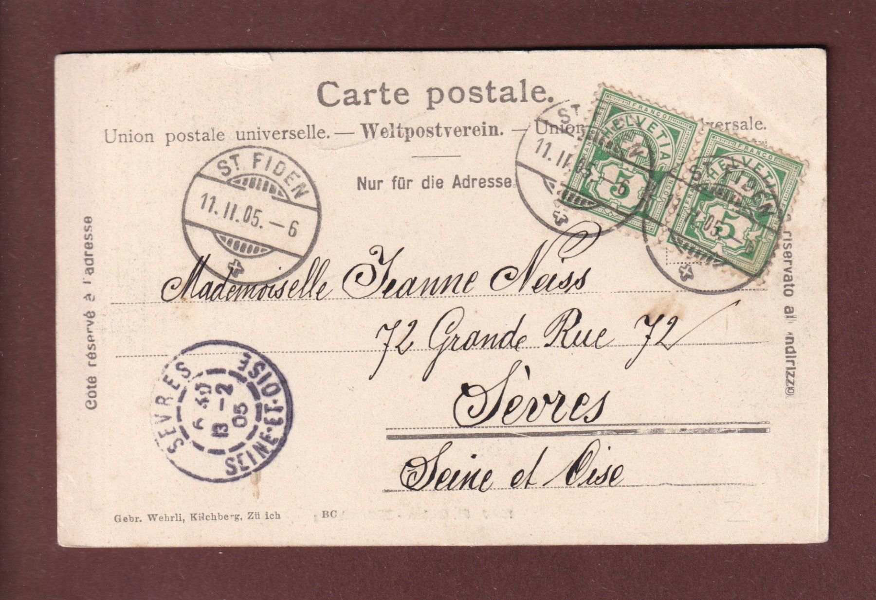 Cartoline postali: ST. GALLEN - Mühleckweg - 1905 – Usato da Pully venduto da nicecards 1