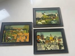 Lot of 3 Renate Koblinger-Drobar - Hinterglasbild naiv