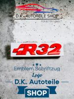 VW R32 Emblem Schriftzug Logo aus Metall NEU in Rotmatt