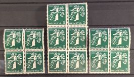 Schweiz Landi 1939 2 Viererblocks 1 Sechserblock 5Rp MNH **