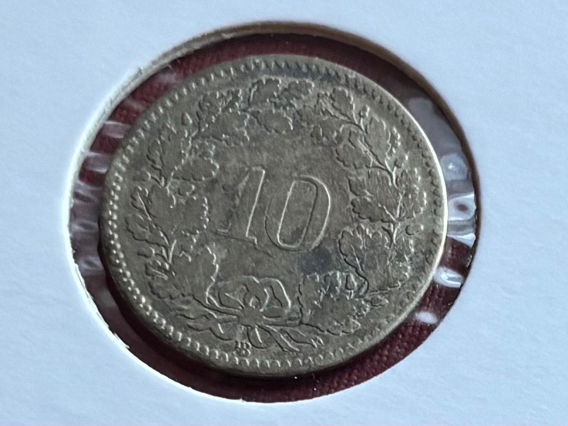 Tutti le monete: Schweiz 10 Rappen 1850  B in Münzrähmchen – Usato da Speicher venduto da CH-Schatzkammer 1