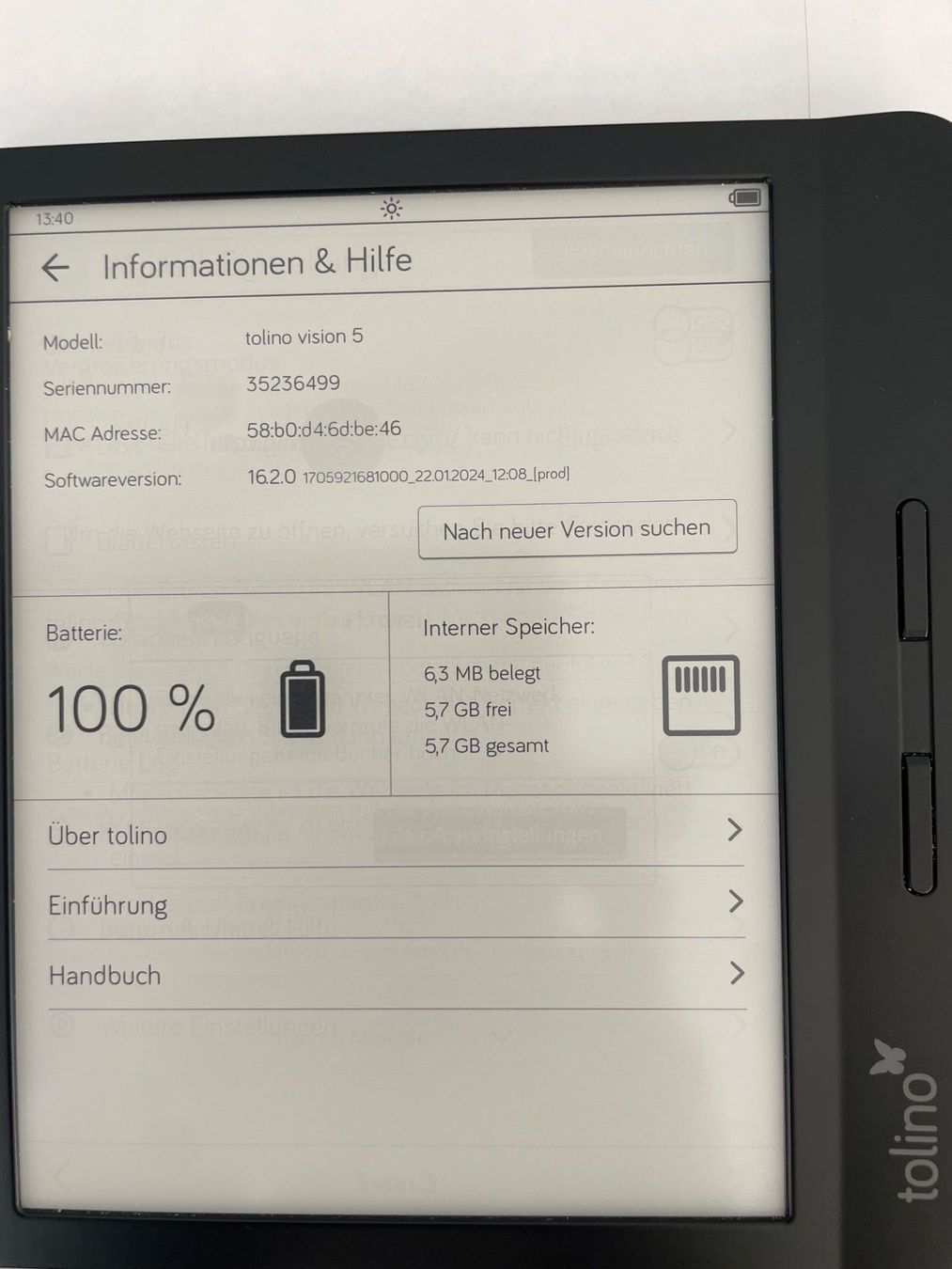 Tolino Tablet PC: Tolino Vision 5 – Nuovo (secondo la descrizione) da Laupen ZH venduto da surmeli 1