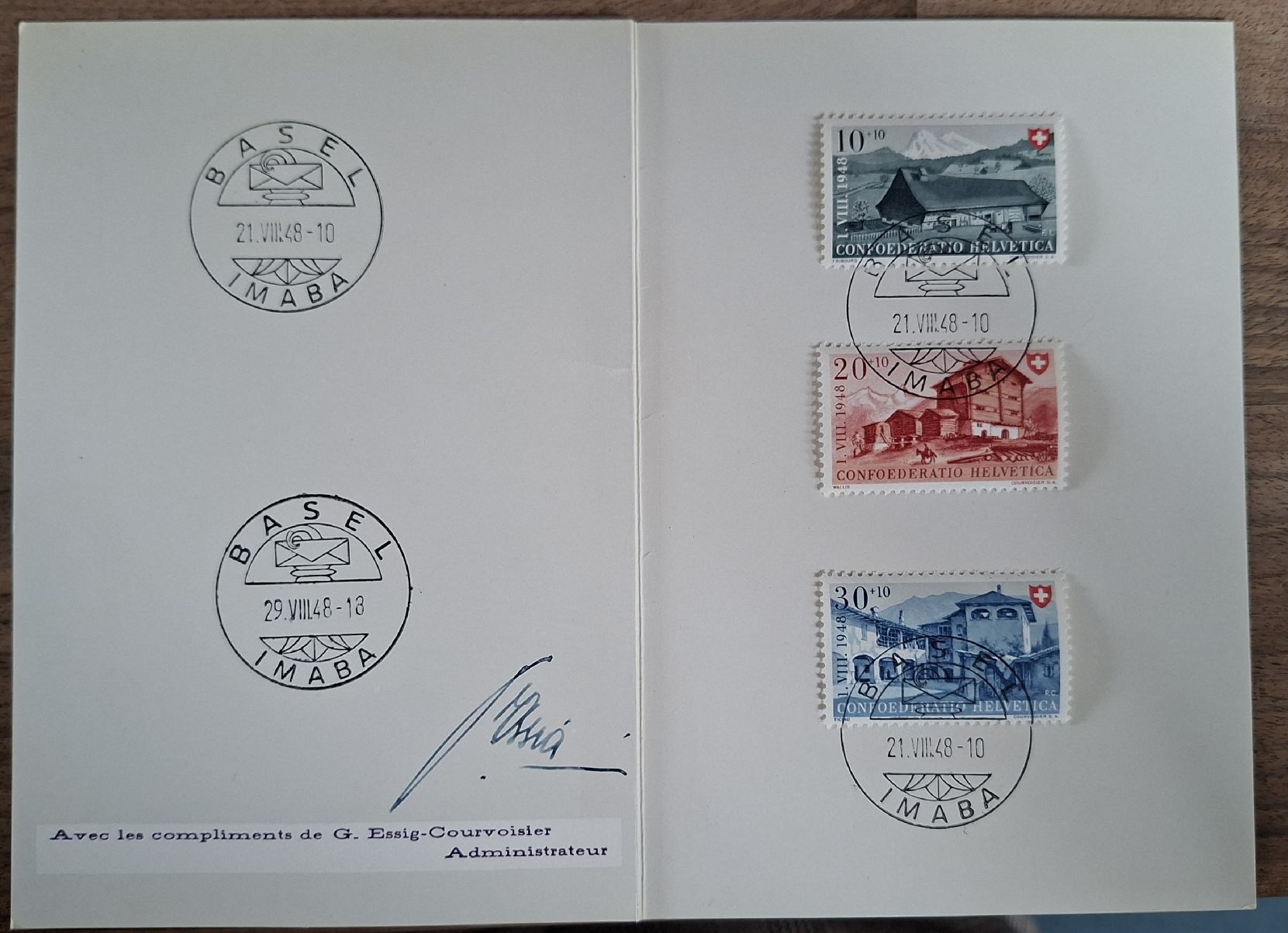 Tutti i francobolli: Pro Patria / Courvoisier / Imaba 1948 – Usato da Balgach venduto da SIMEON27