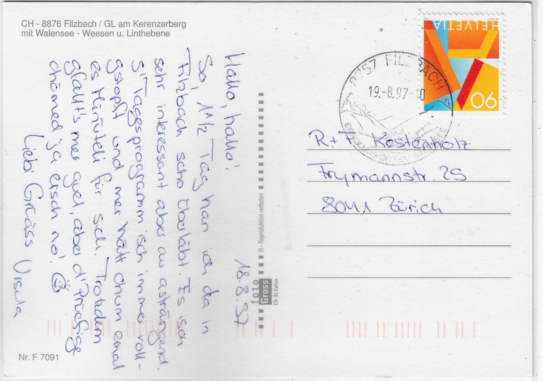 Cartoline postali: Filzbach am Kerenzerberg – Usato da Ettingen venduto da Kartenplanet 1