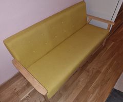 Sofa 2-Sitzer Holzgestell Senfgelb gebraucht