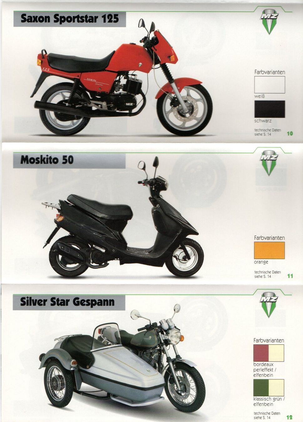 Mz Strada: MZ Modellprogramm 1997/1998 - Originalprospekt – Usato da Malans GR venduto da Chueche427 1