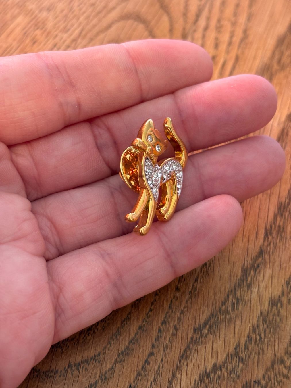 Spille & Fermagli: Goldiger Pin / Anstecker Katze – Usato da Basel venduto da Tierschutz-Flohmi 2