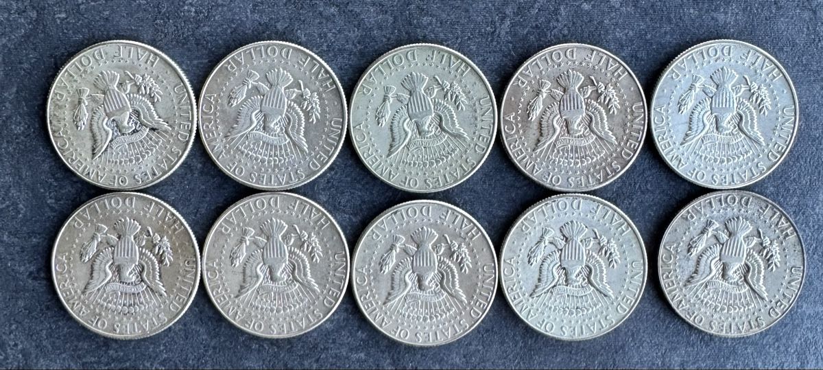 Alle Münzen: 10 x 1/2 Dollar Kennedy Silber – Gebraucht aus Meilen von coins4sale 1