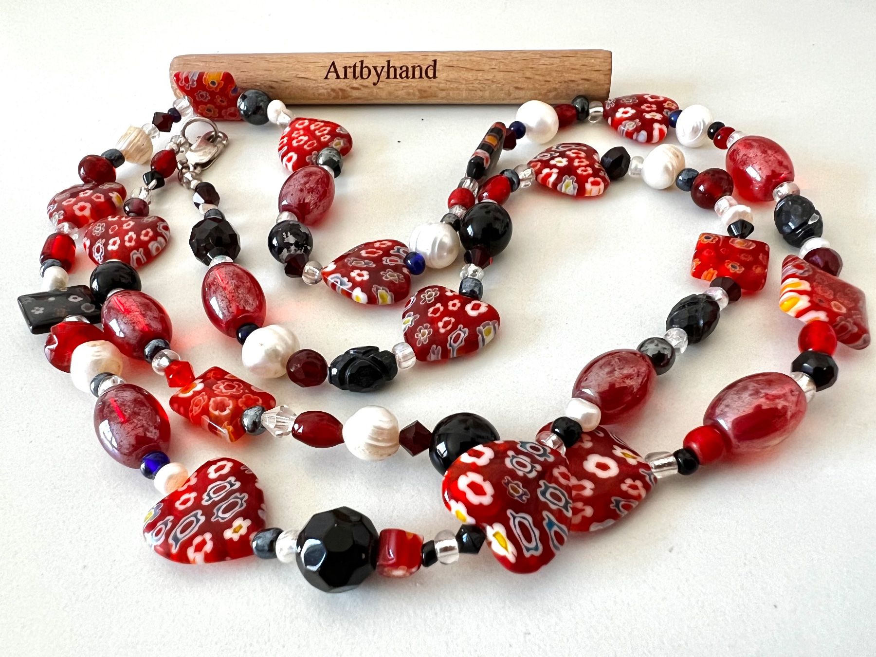 Ketten: Murano Millefiori Longkette – echte Perlen & Silber 925 – Gebraucht aus Ruswil von artbyhand