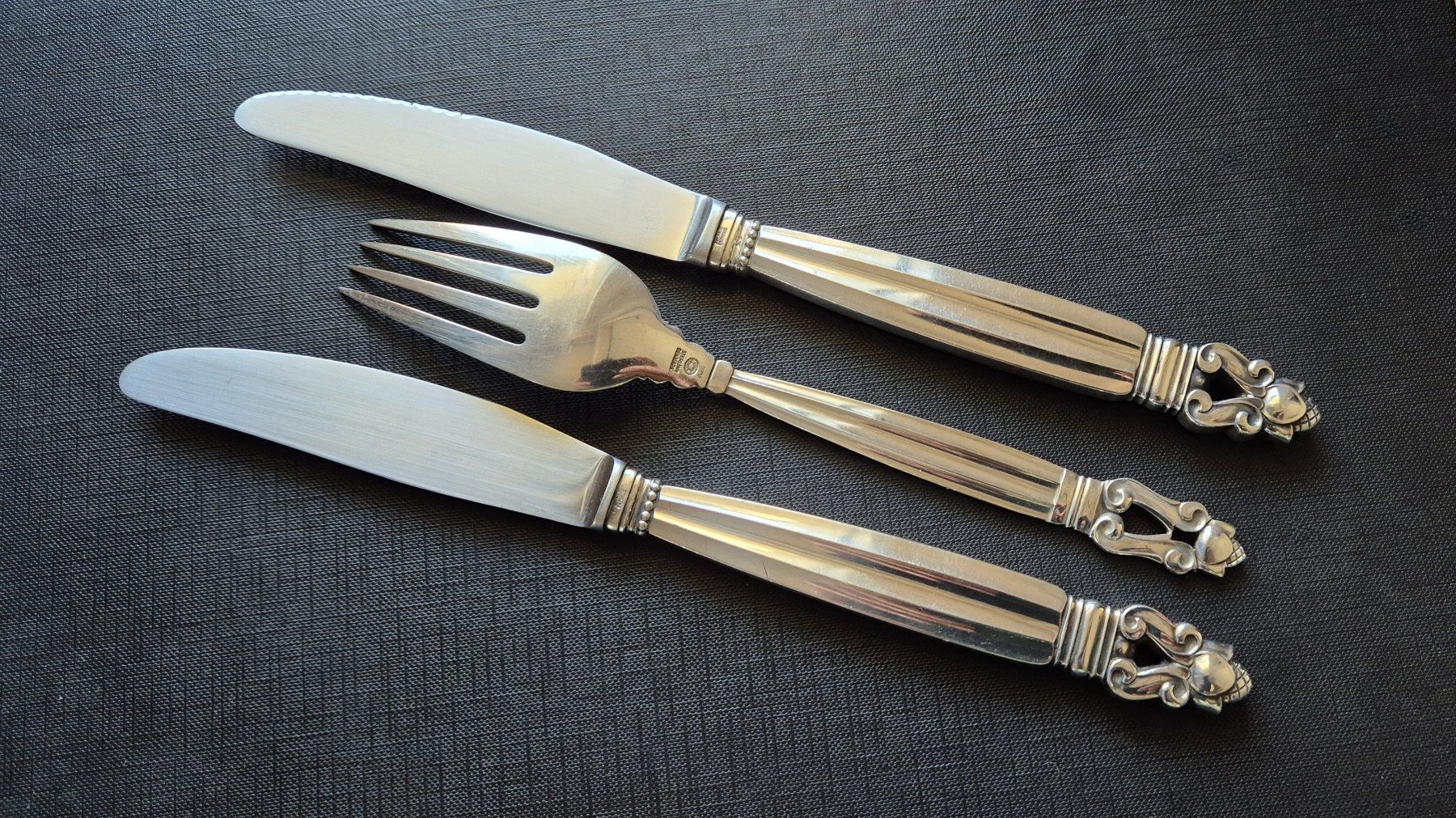 Jensen Set di posate: Georg Jensen Messer & Gabel (Silber 925) – Usato da Zürich venduto da brinkosos 1