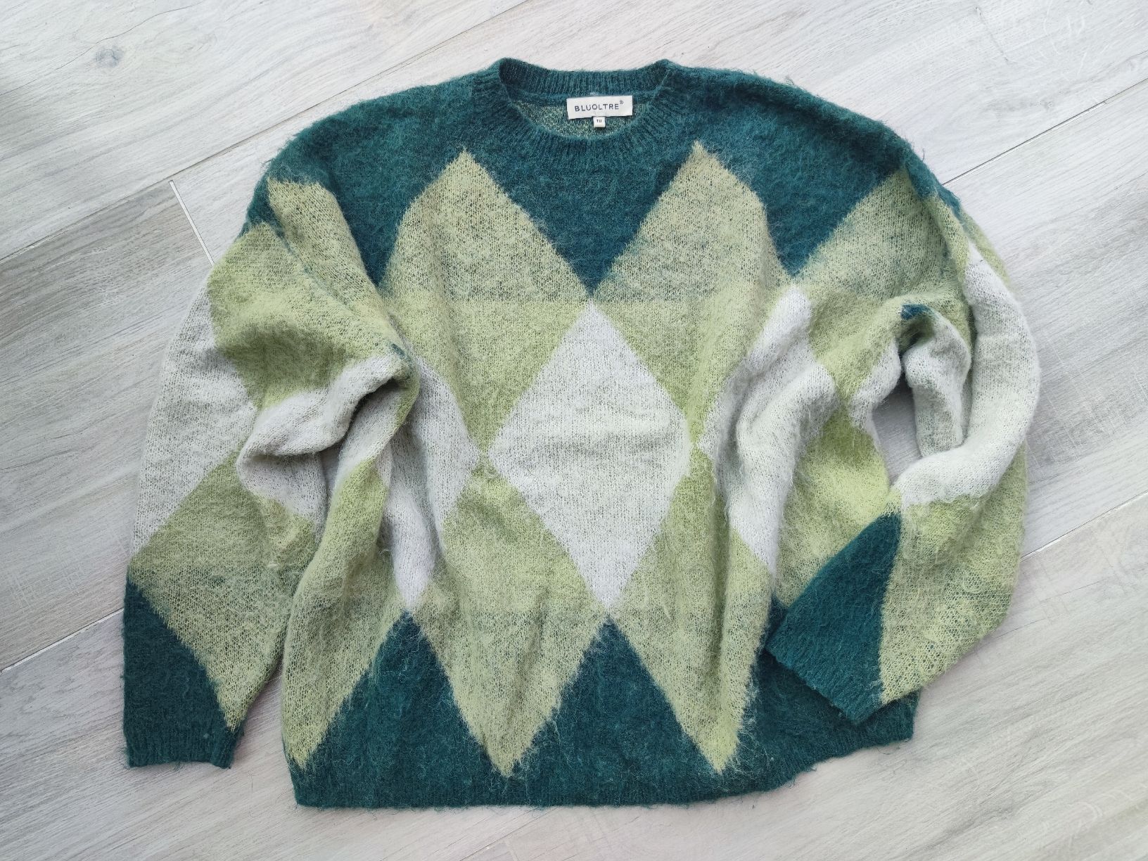 Pullover & Sweatshirts: BLUOLTRE Pullover,Grün/Weiss,Rhombus Muster, Gr.TU – Gebraucht aus Grünen von Coia