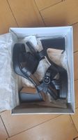 Schwarze Plateau Sandalen mit Absatz Grösse 39, echtes Leder