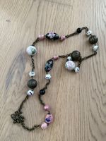 Vintage Halskette mit Glasperlen, Blumendesign