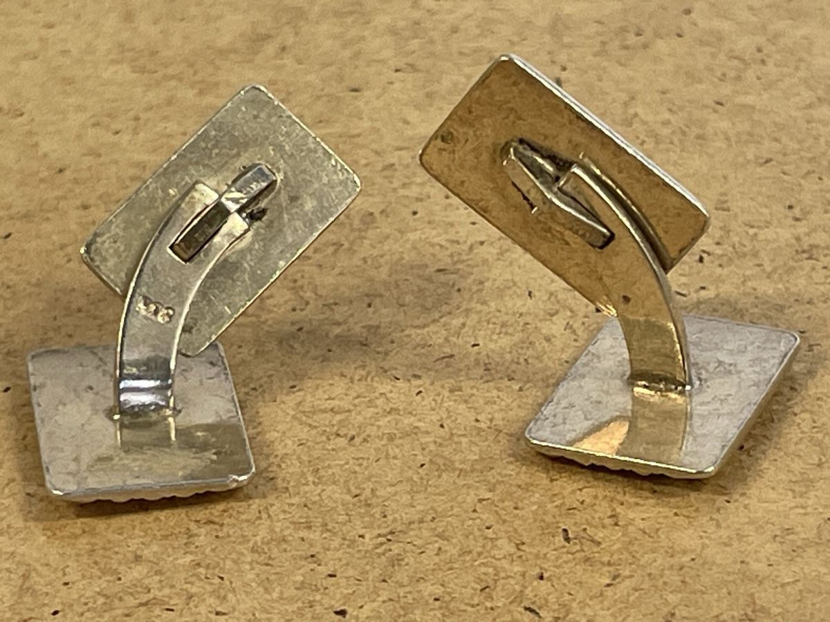 Boutons De Manchette Argent Anciens - Style Vintage Pour Homme, Occasion