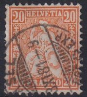 Sitzende Helvetia "20",Ortsstempel BASEL++++