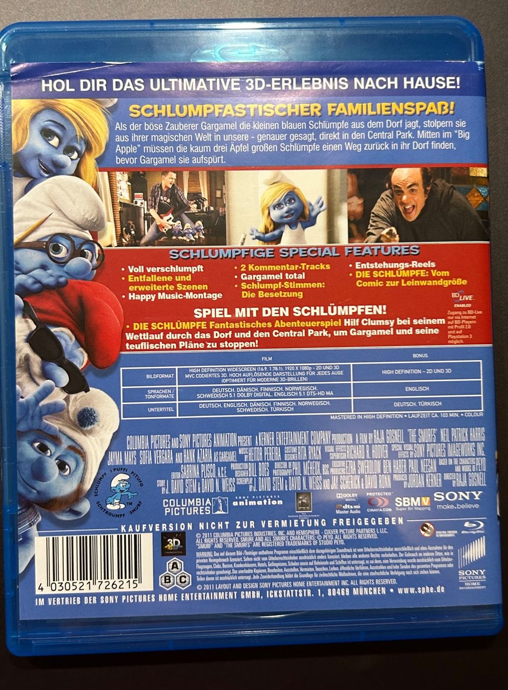 Tutti i DVDs: Die Schlümpfe in 3D  Blu Ray – Usato da Bassersdorf venduto da Shelby70 3