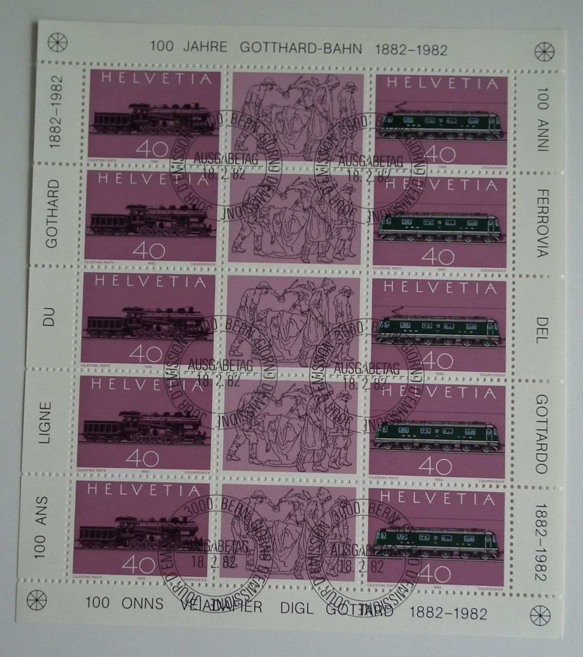 Tutti i francobolli: 100 Jahre Gotthard-Bahn zwei Grossbrief mit Bogen – Usato da Kriens venduto da WULLU99 1