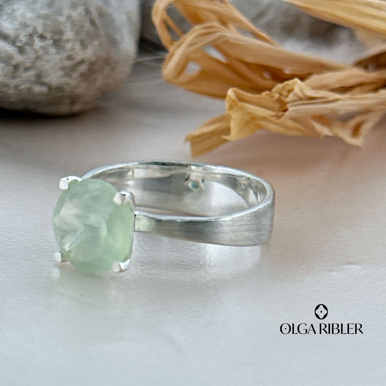Olga Ribler Ringe: Silberring mit Prehnit, Gr. 63 – Neu (gemäss Beschreibung) aus Luzern von MonikaS03 2