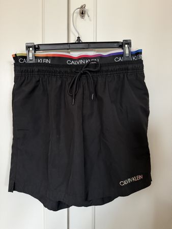 Calvin Klein Pride Swim Shorts, Black, Mens, Size S