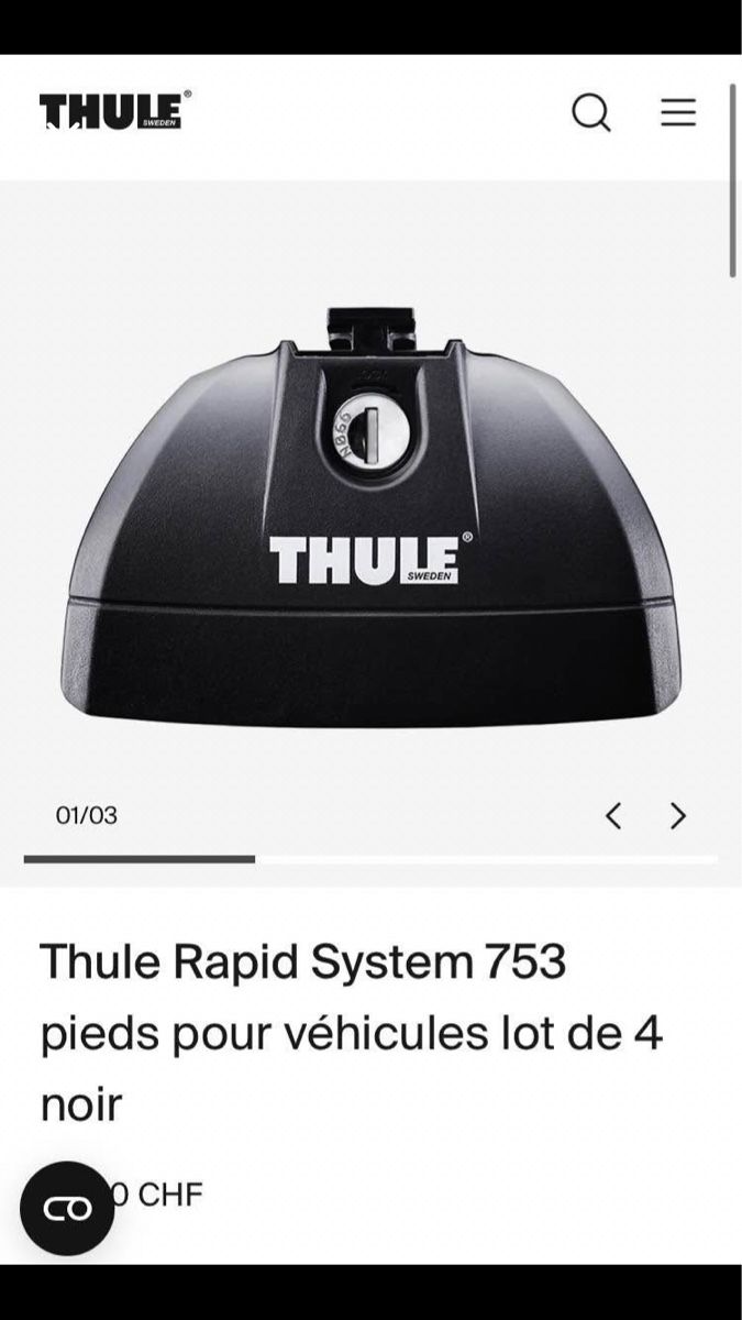 Thule Dachträger: 4x Thule Rapid System 753000  pieds pour barre de toit – Gebraucht aus Bofflens von feltrider93