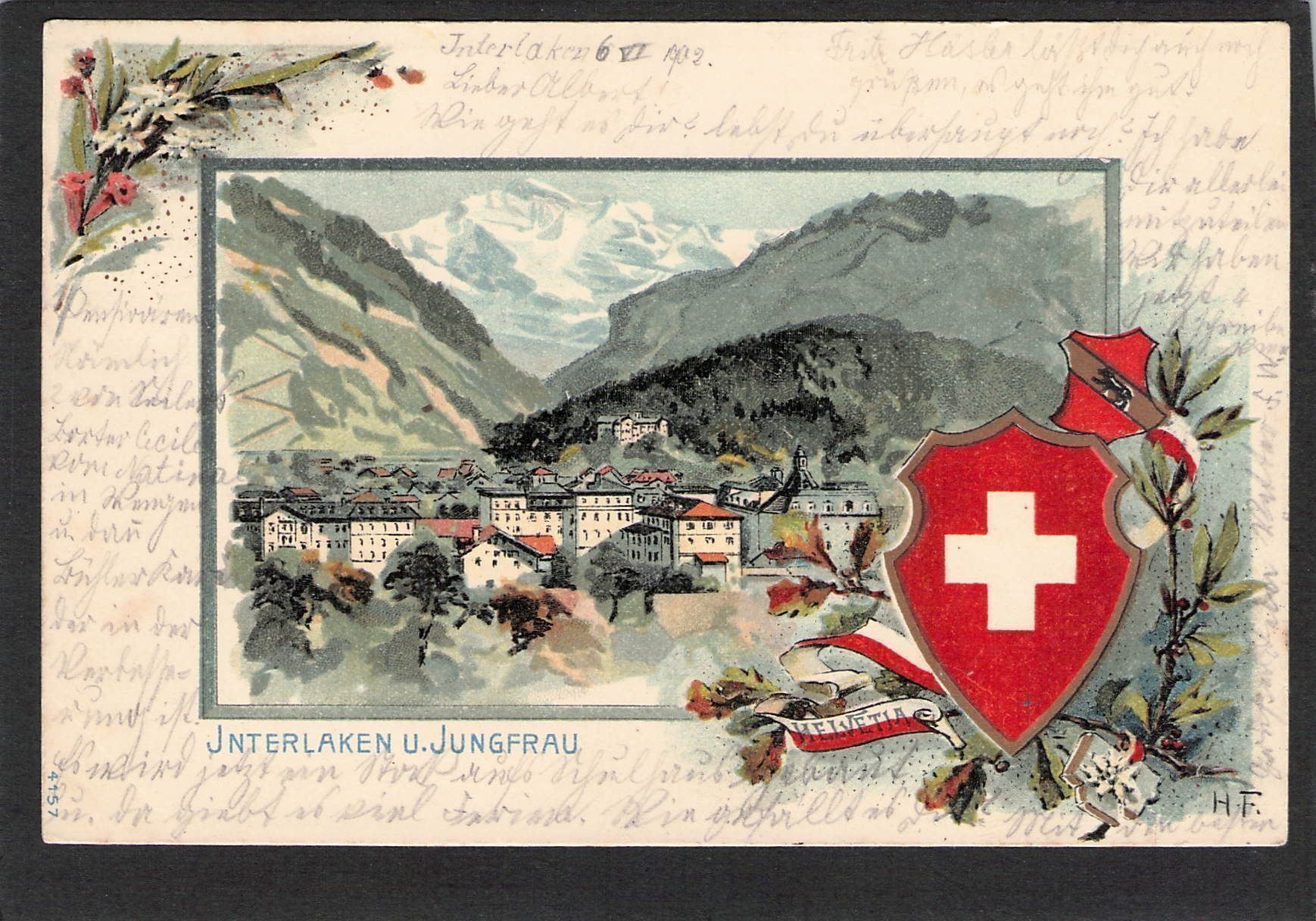 Cartoline postali: AK,BE Interlaken und Jungfrau , 1902 – Usato da Reichenburg venduto da Pipo-67
