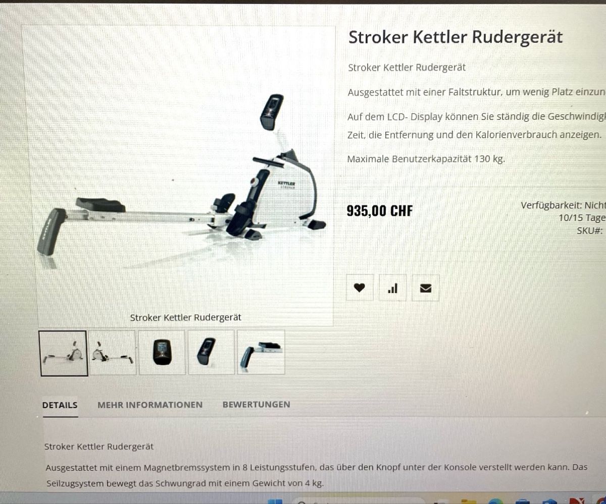 Kettler Vélos d'appartement: Rudergerät Kettler Stroker – D'occasion à Ehrendingen par Bila2 2